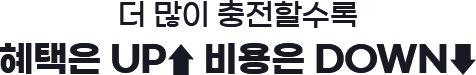 더 많이 충전할수록 혜택은 UP 비용은 DOWN